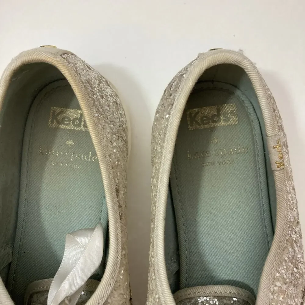 Keds x Kate Spade New York Champion Glitter Cream Lace Up Ribbon Sneakers